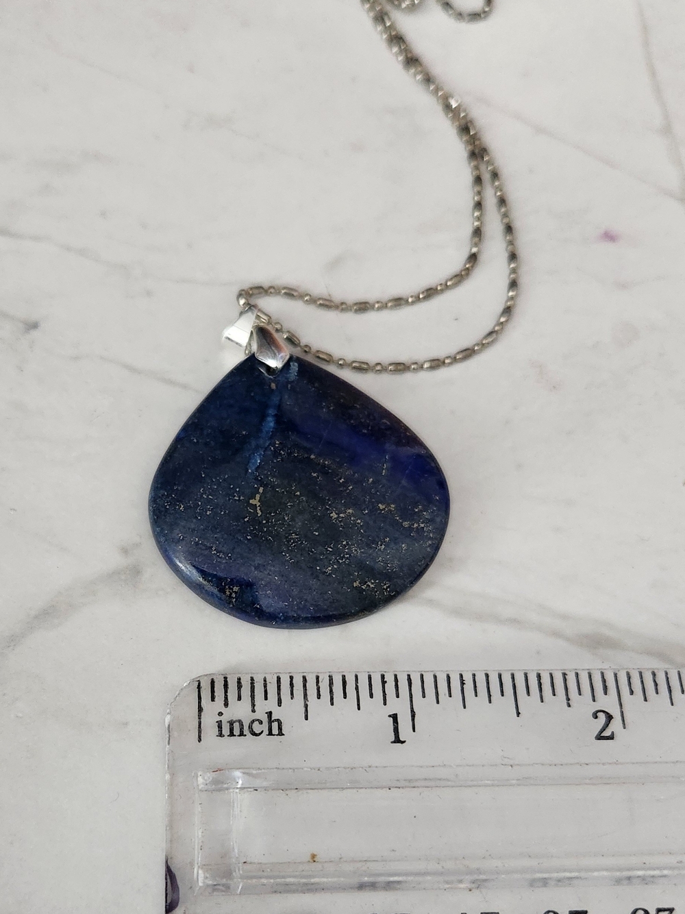 Lapis Lazuli Teardrop Pendant Necklace - Blue - Picture 7 of 7
